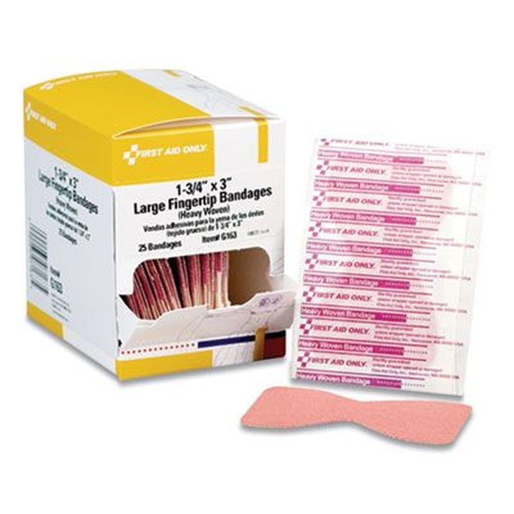 First Aid Only Heavy Woven Adhesive Fingertip Bandages, 1.75 x 3 inch -- 25 per box