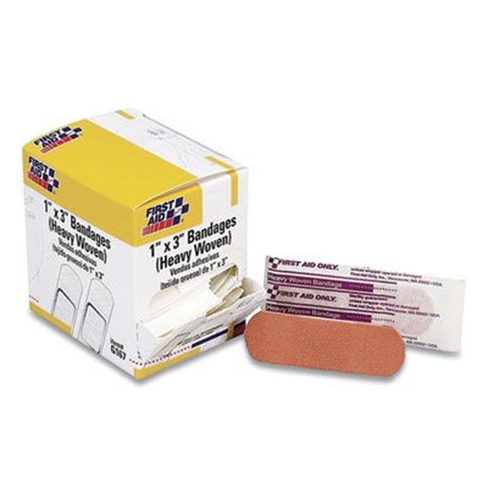 First Aid Only Heavy Woven Adhesive Bandages Strip, 1 x 3 inch -- 50 per box