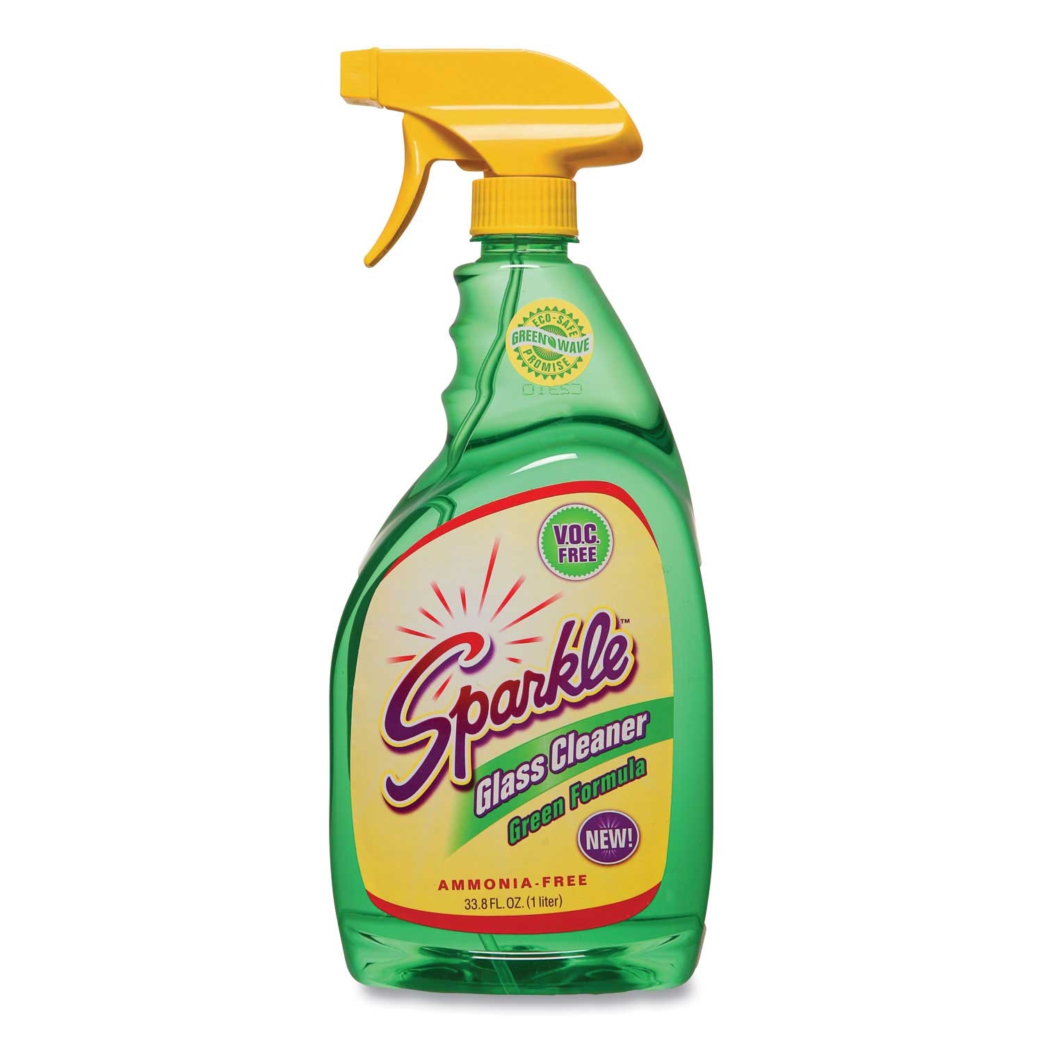 Sparkle Green Formula Glass Cleaner, 33.8 Ounce Spray Bottle