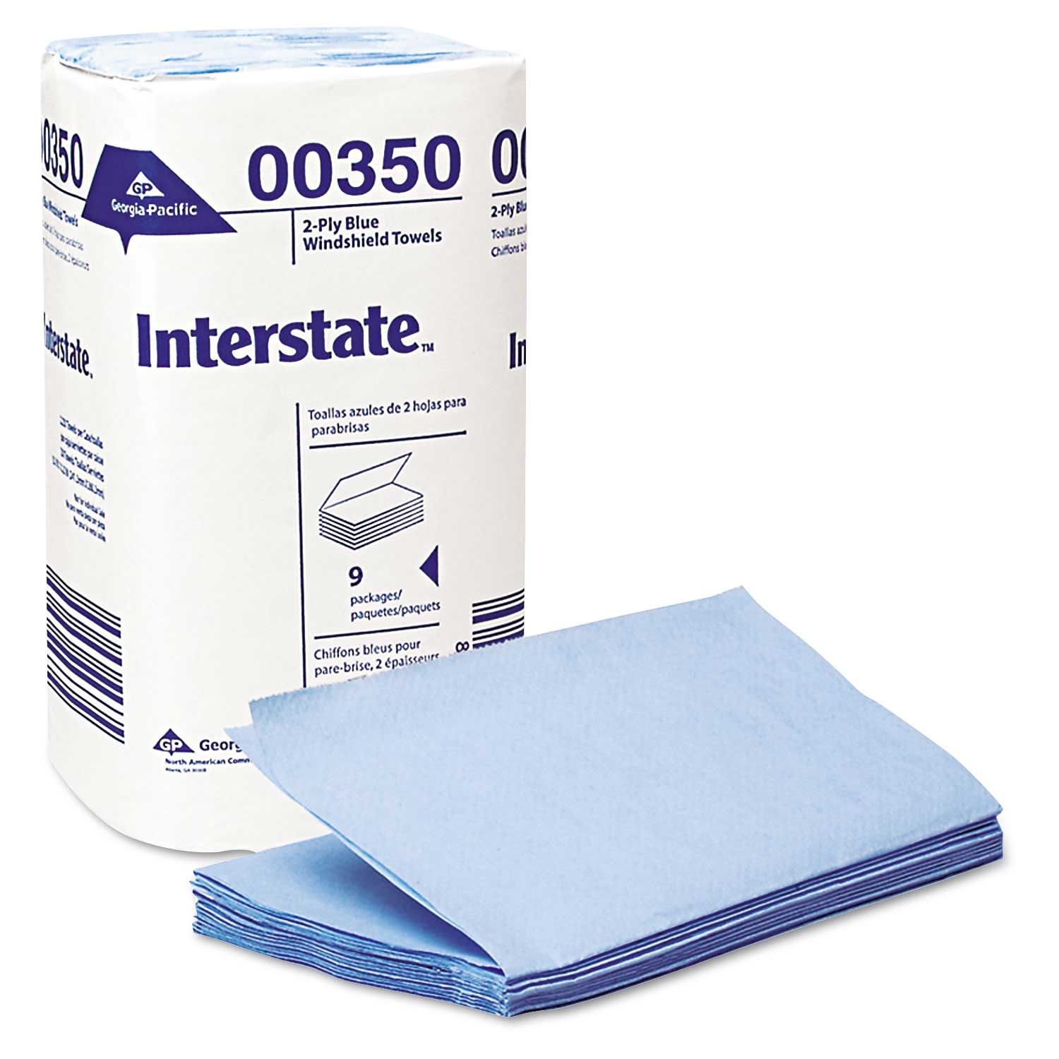 Interstate Blue Two Ply Singlefold Auto Care Wipers, 9 1/2 x 10 1/2 inch - 250 per pack -- 9 packs per case