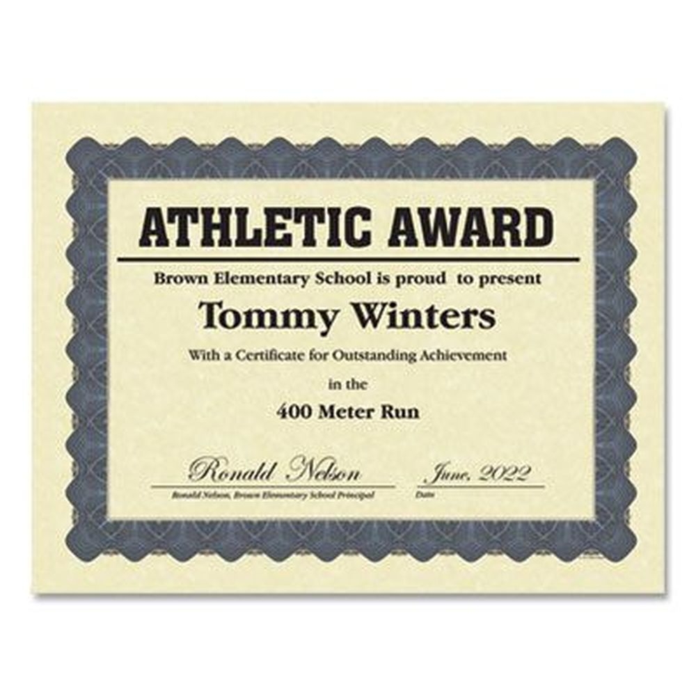 Great Papers Ivory with Metallic Blue Border Certificates, 11 x 8.5 inch -- 100 per pack