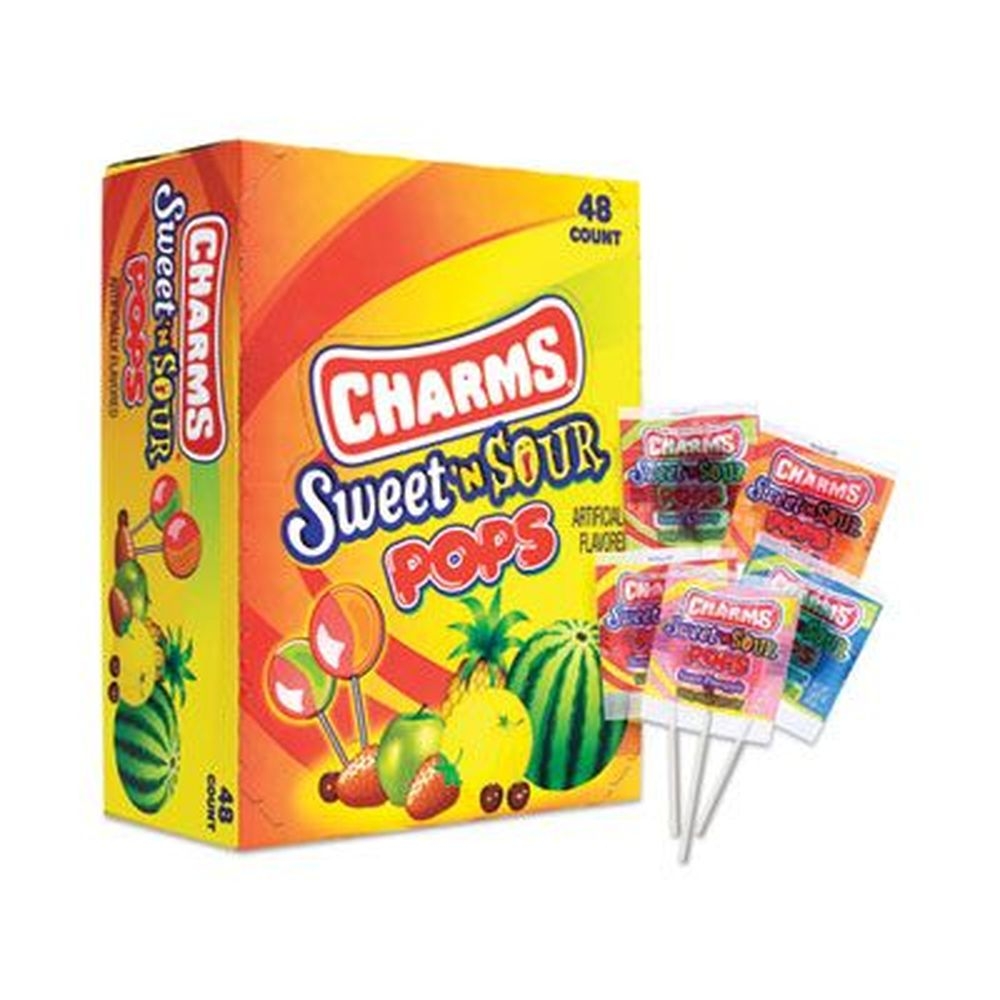 Charms Assorted Flavors Sweet and Sour Pop, 1.95 Pound -- 48 per box