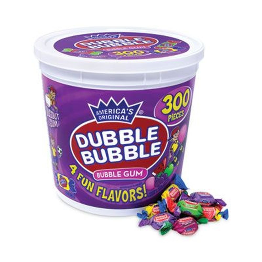 Dubble Bubble Assorted Flavor Bubble Gum - Twist Tub, 300 pieces per tub
