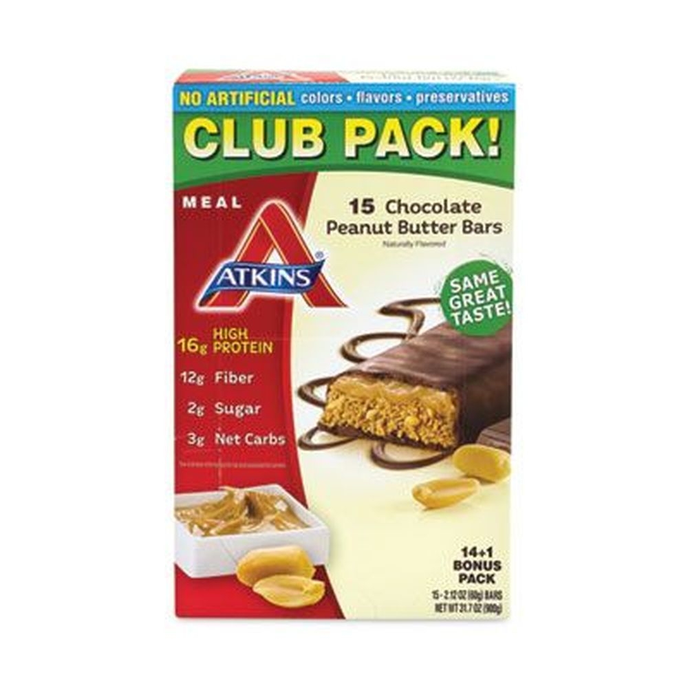 Atkins Chocolate Peanut Butter High Protein Meal Bar, 2.12 Ounce -- 15 bars per box