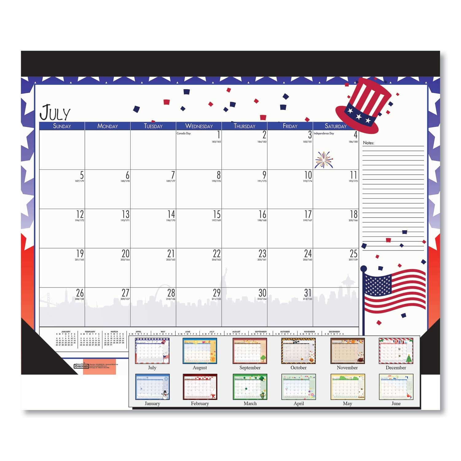 House of Doolittle 100 Percent Recycled Seasonal Academic Desk Pad Calendar, 22 x 17 inch