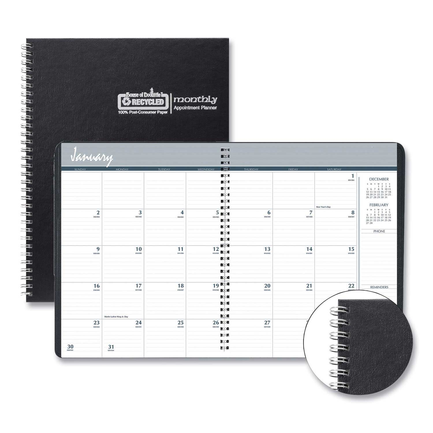 House of Doolittle Black 2020-2022 One Year Monthly Hard Cover Planner, 11 x 8.5 inch