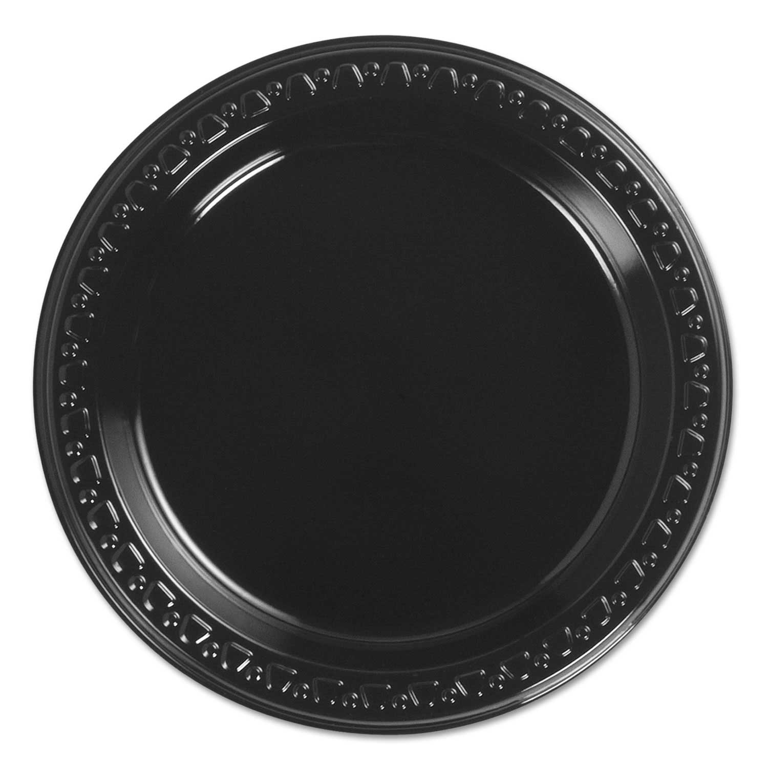 Chinet Heavyweight Plastic Black Round Plate, 6 inch - 125 per pack -- 8 packs per case