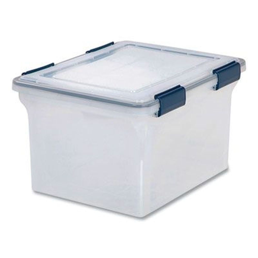 Iris Clear/Blue Accents Weathertight File Box, 15.5 x 17.9 x 10.8 inch