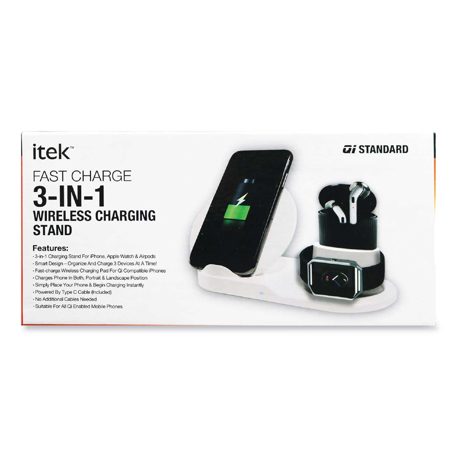 itek Black 3 in 1 Qi Wireless Charging Stand