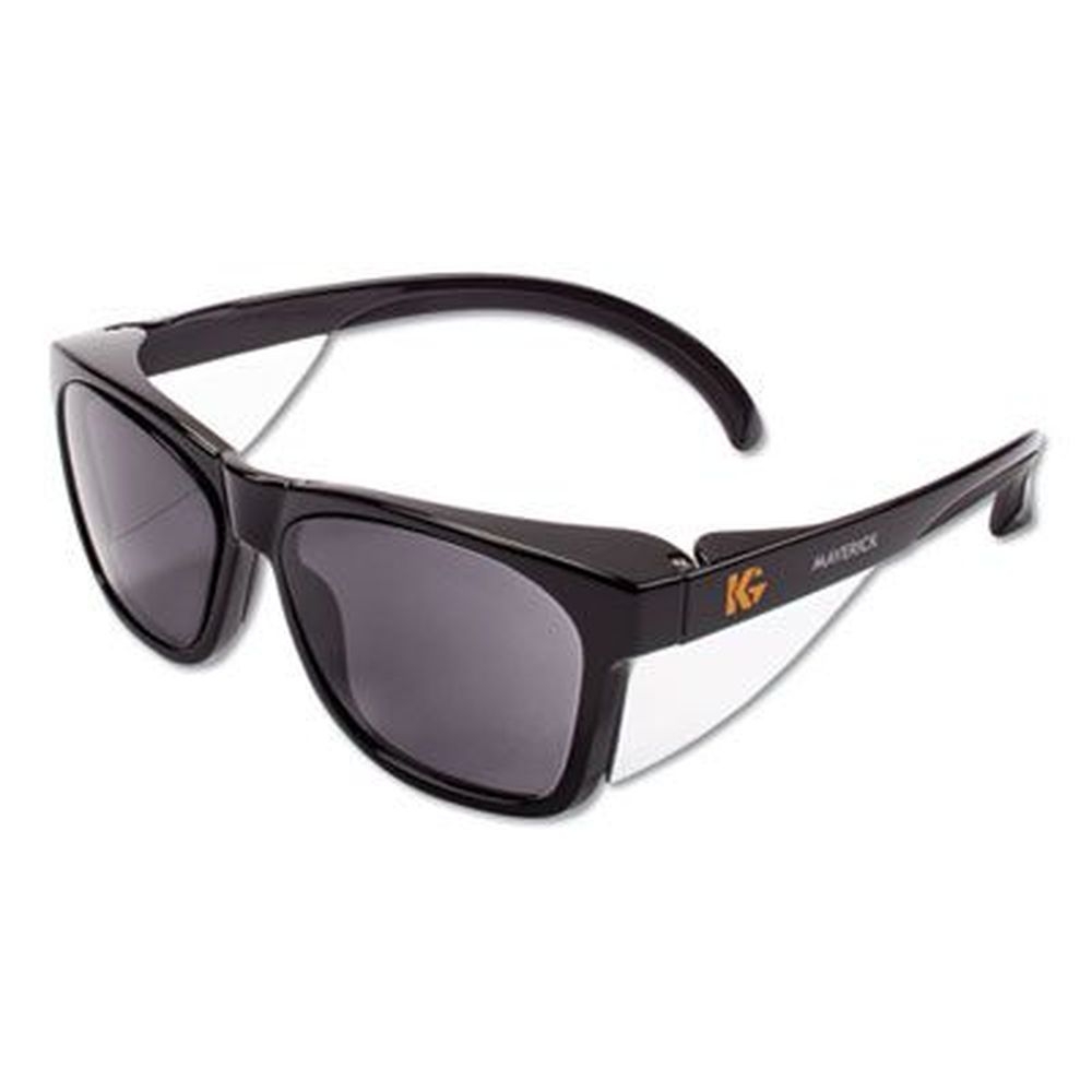 KleenGuard Maverick Black Polycarbonate Frame Smoke Lens Safety Glasses -- 12 per box