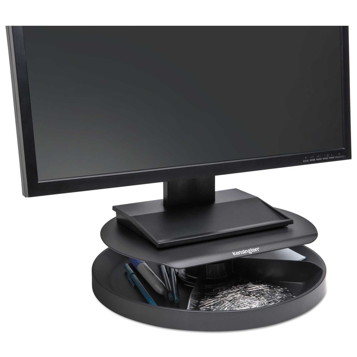 Kensington Black Spin2 Monitor Stand with Smartfit, 12.6 x 12.6 x 2.25 inch to 3.5 inch