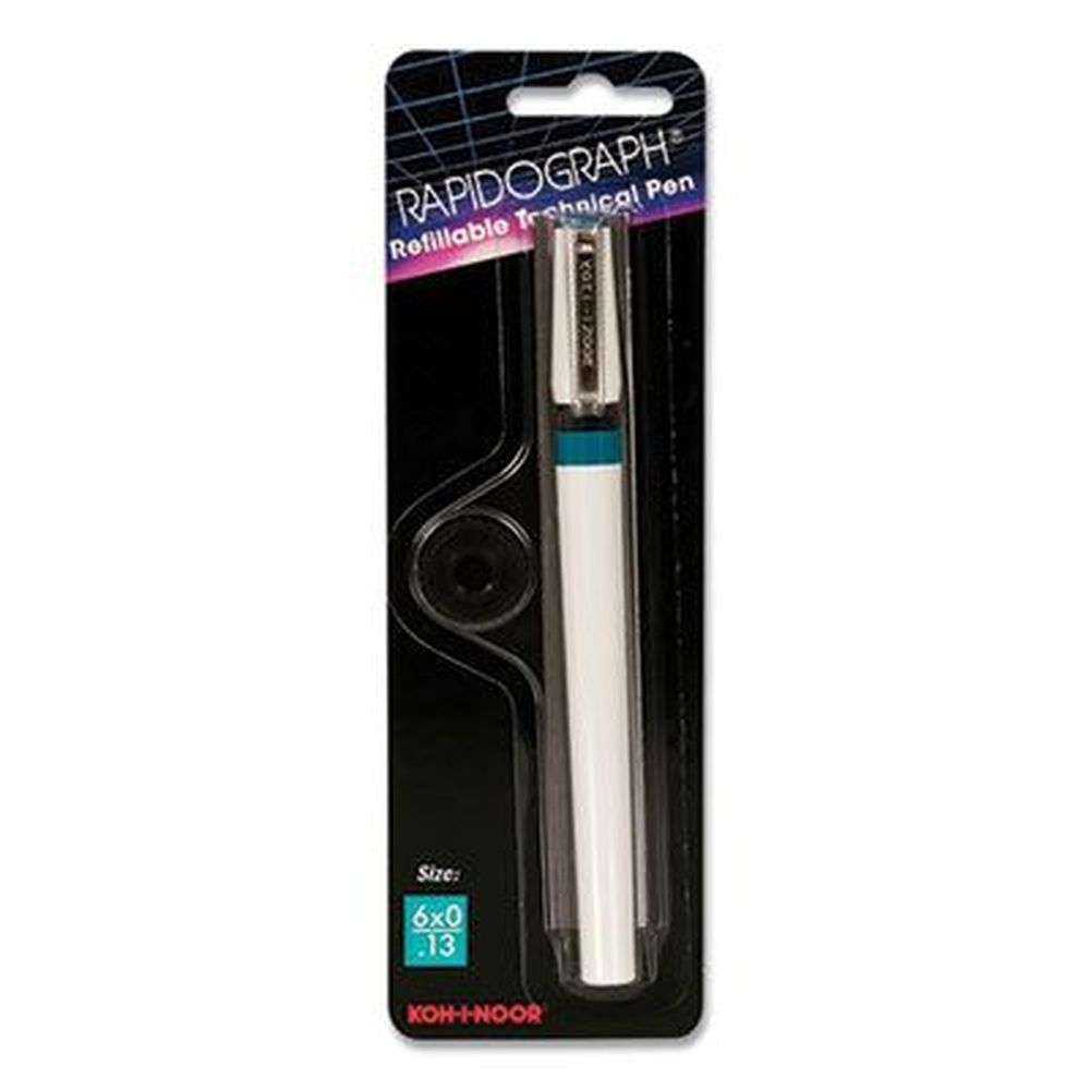 Koh-I-Noor 3165 Series Rapidograph White/Teal Barrel 0.13 mm Technical Drawing Fountain Pen