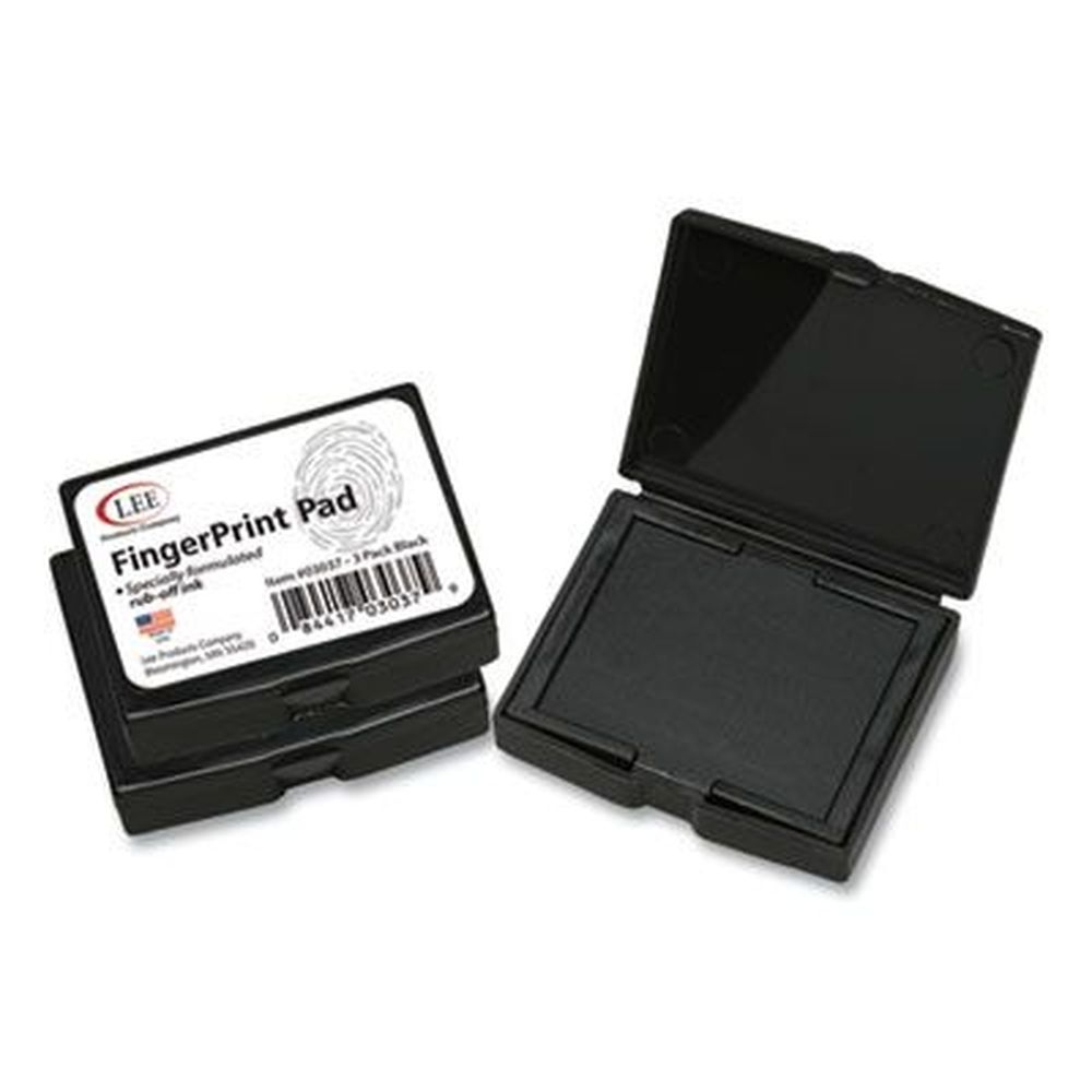Lee Inkless Black Fingerprint Pad, 2.25 x 1.75 inch -- 3 per pack