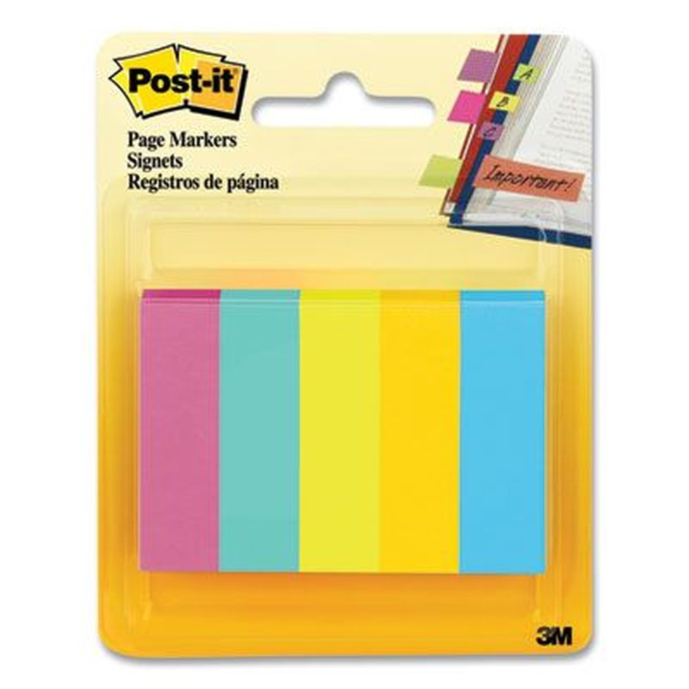 Post-it Jaipur Collection Assorted Colors Page Flag Markers, 100 Flags per pad -- 5 pads per pack