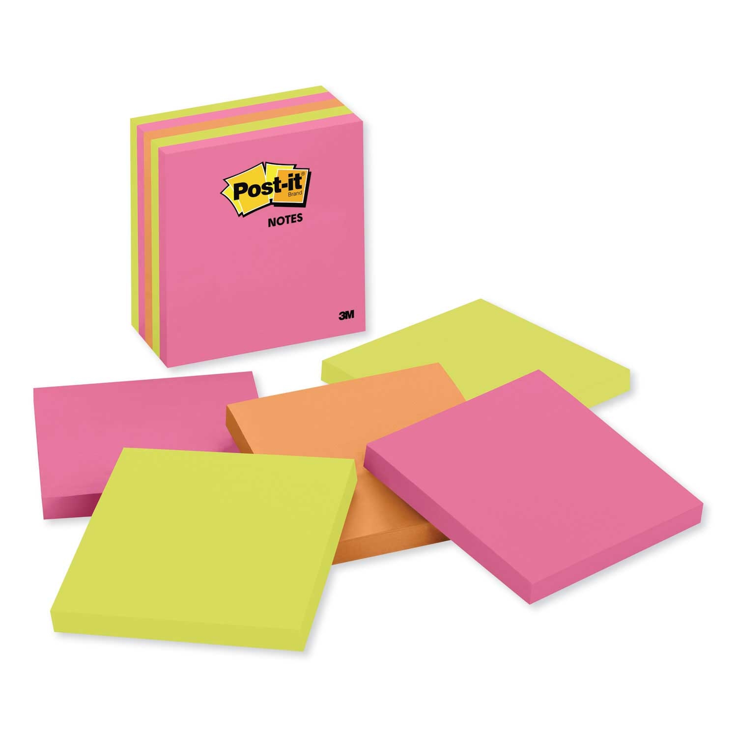 Post-it Original Cape Town Colors 100 Sheets Plain Pad, 4 x 4 inch -- 5 per case