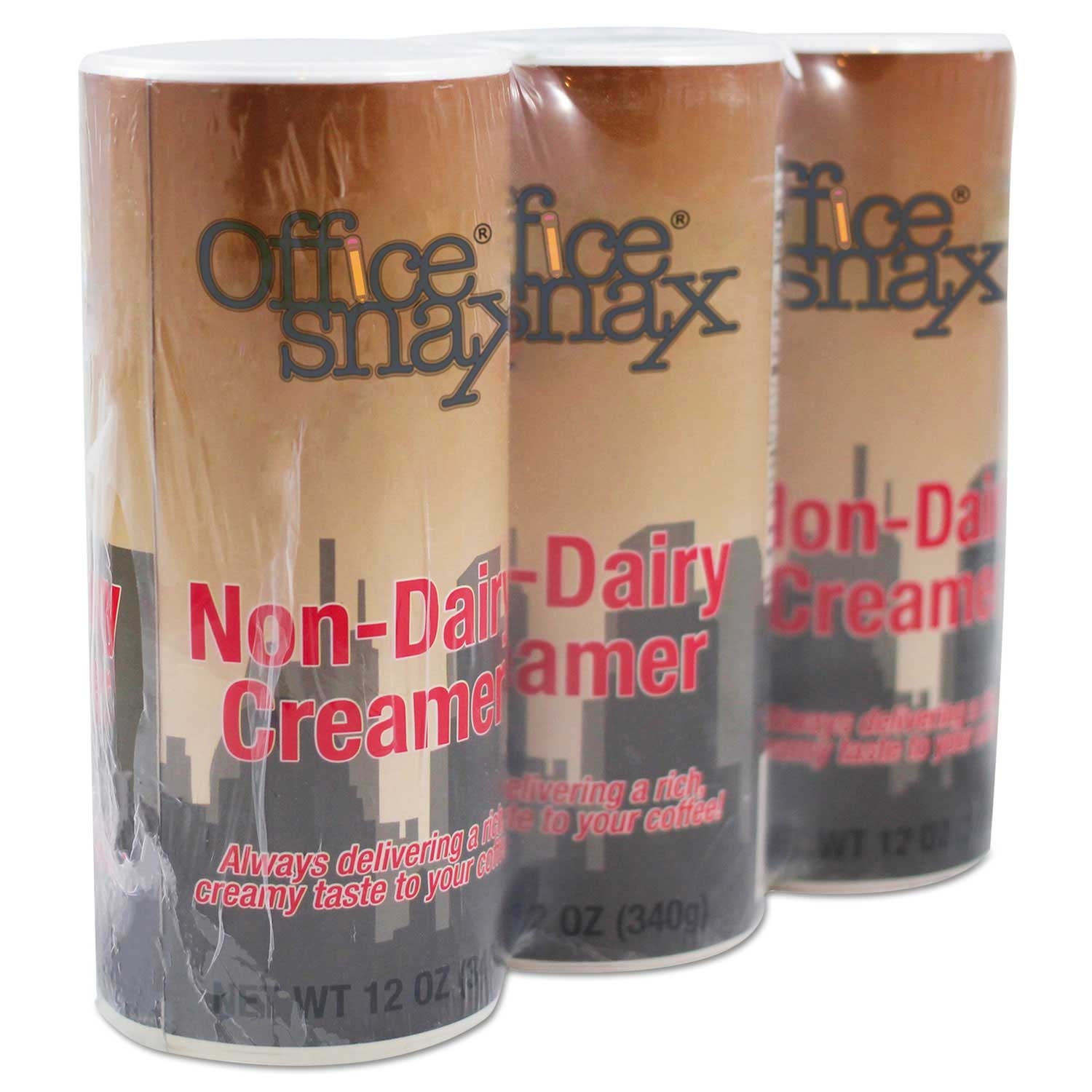 Office Snax Regular Powdered Non-Dairy Creamer, 12 Ounce Reclosable Canister - 3 per pack -- 1 pack per case