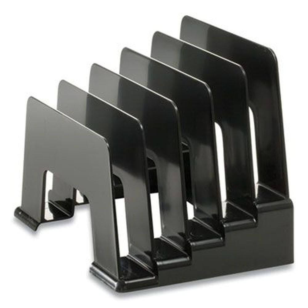 Officemate Black 5 Sections Recycled Incline Mail Sorter, 8 x 5.5 x 6 inch