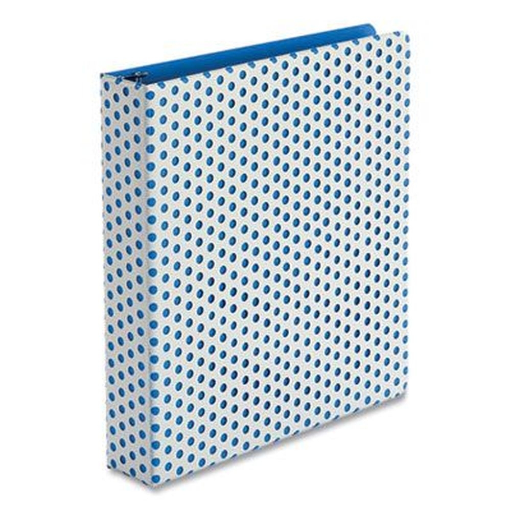 Oxford White/blue Polka Dot Design 3 Rings 1.5 inch Capacity Punch Pop Fashion Binder, 11 x 8.5 inch