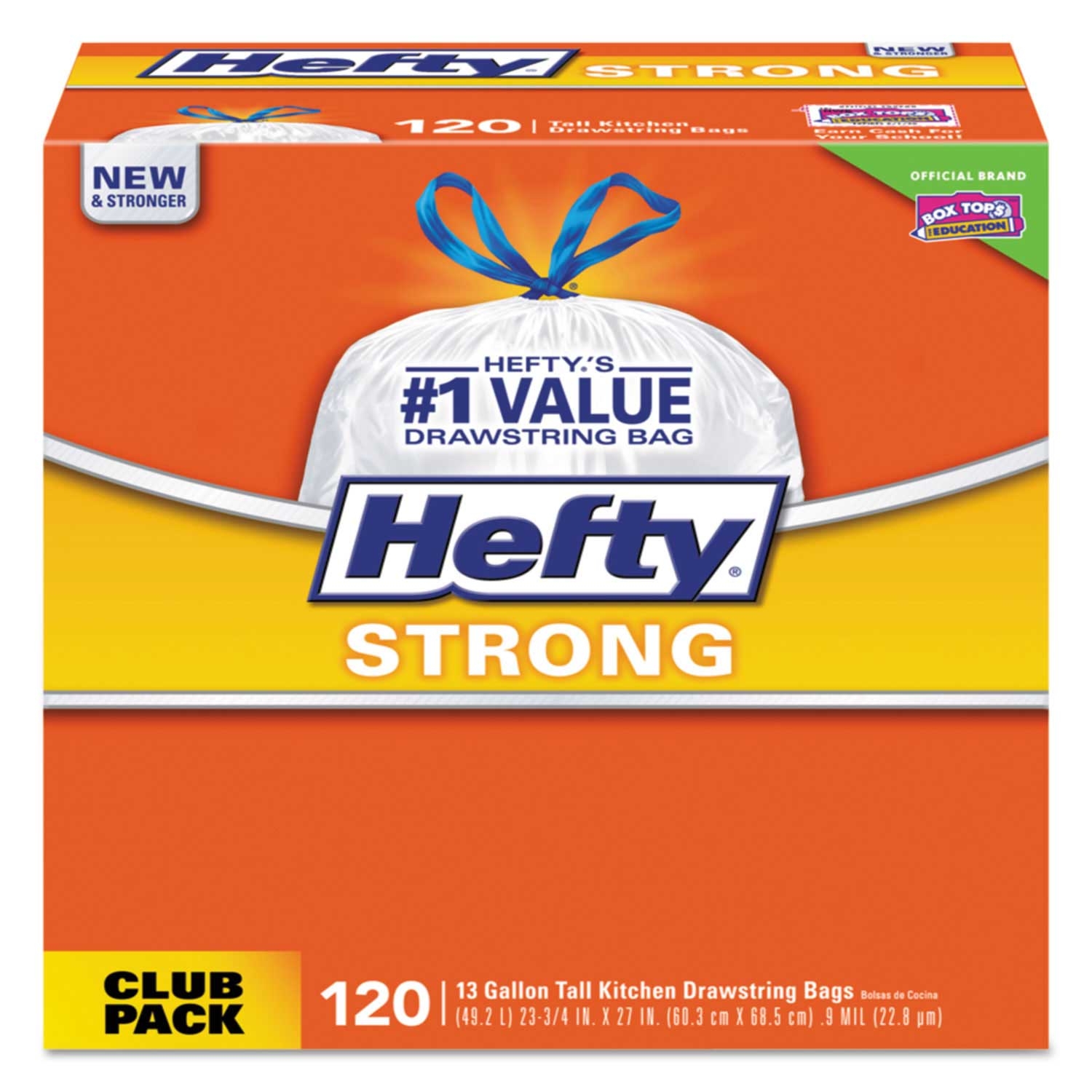 Hefty White 0.9 Mil Strong Tall Kitchen Drawstring Bag, 13 Gallon -- 360 per case