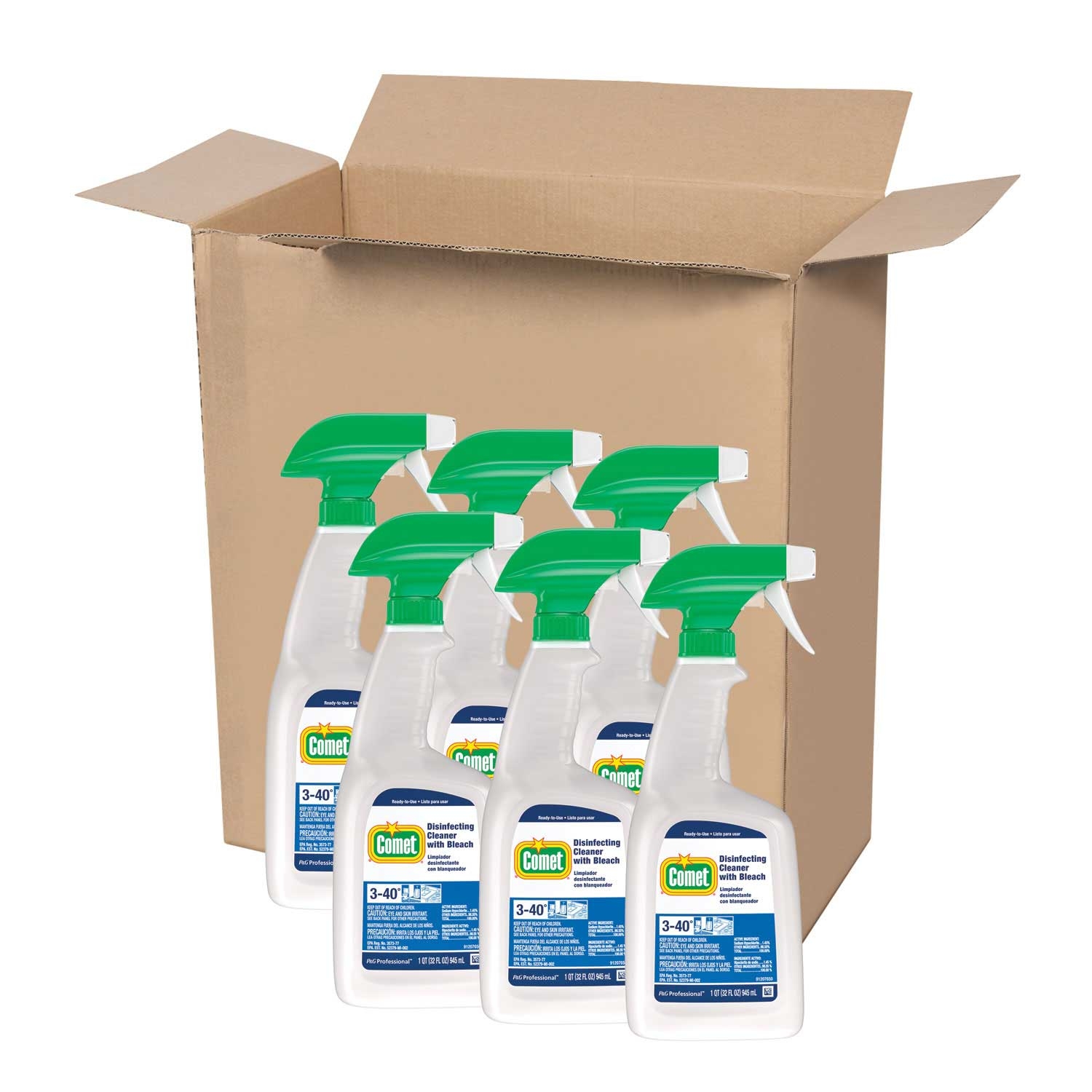 Comet Fresh Scent Disinfecting Cleaner with Bleach, 32 Ounce Plastic Spray Bottle -- 6 per case