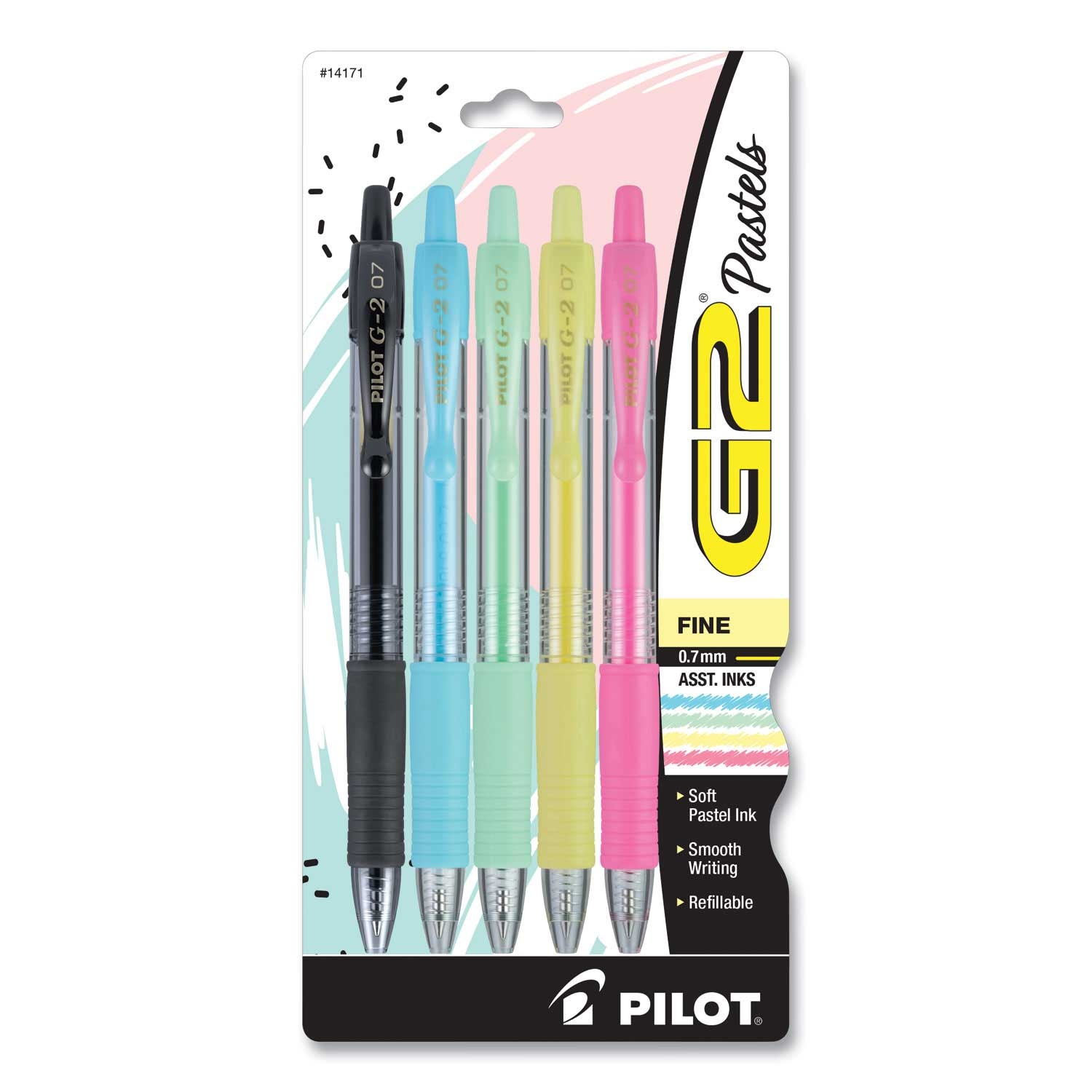 Pilot G2 Pastel Fine 0.7 mm Assorted Pastel Ink and Barrel Colors Retractable Gel Pen - 5 per pack -- 1 pack