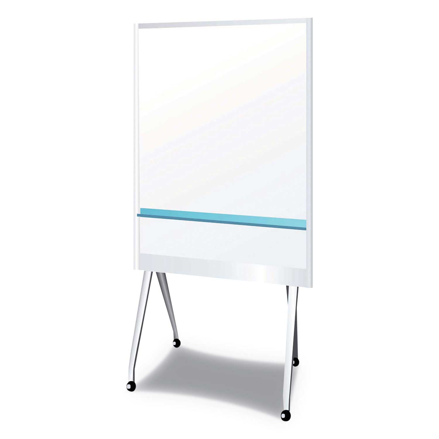 PLUS White Aluminum Frame Mobile Partition Board, 38 3/10 x 70 4/5 inch