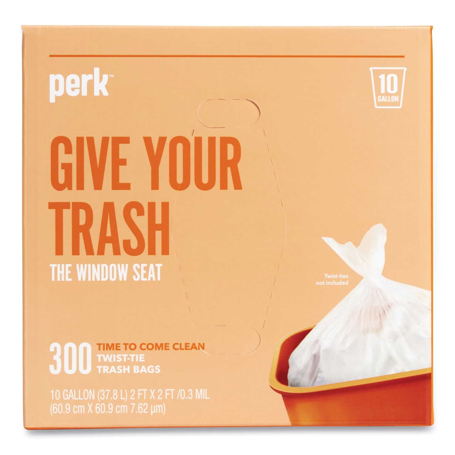 Perk Clear 0.36 mil Twist Tie Light Duty Can Liner, 24 x 24 inch - 300 per box -- 1 box