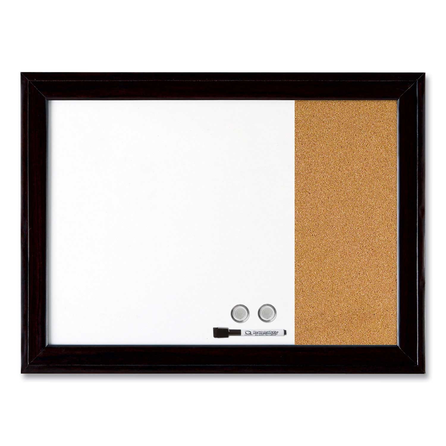 Quartet Home Decor Magnetic Combo Black Wood Frame Dry Erase with Cork Board on Side, 23 x 17 inch