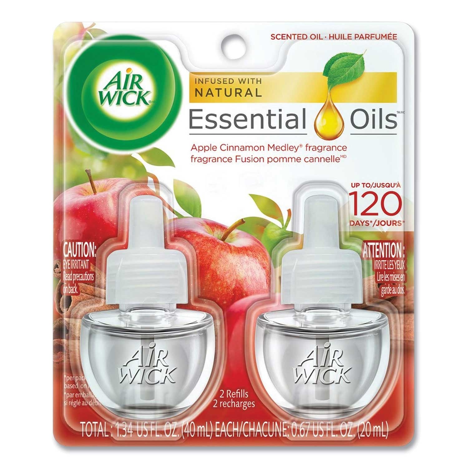 Air Wick Apple Cinnamon Medley Scented Oil Refill, 0.67 Ounce - 2 per pack -- 6 packs per case
