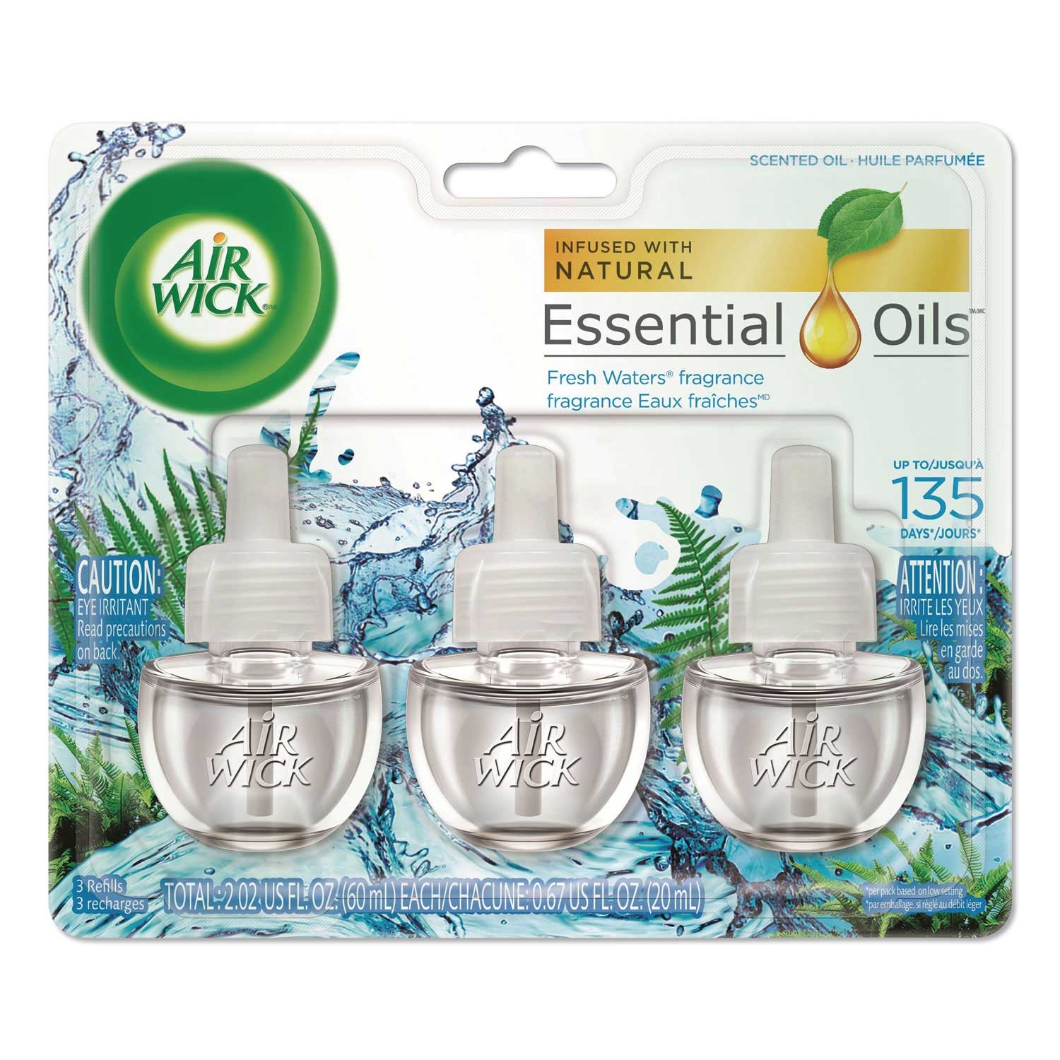 Air Wick Fresh Water Scented Oil Refill, 0.67 Ounce - 3 per pack -- 6 packs per case
