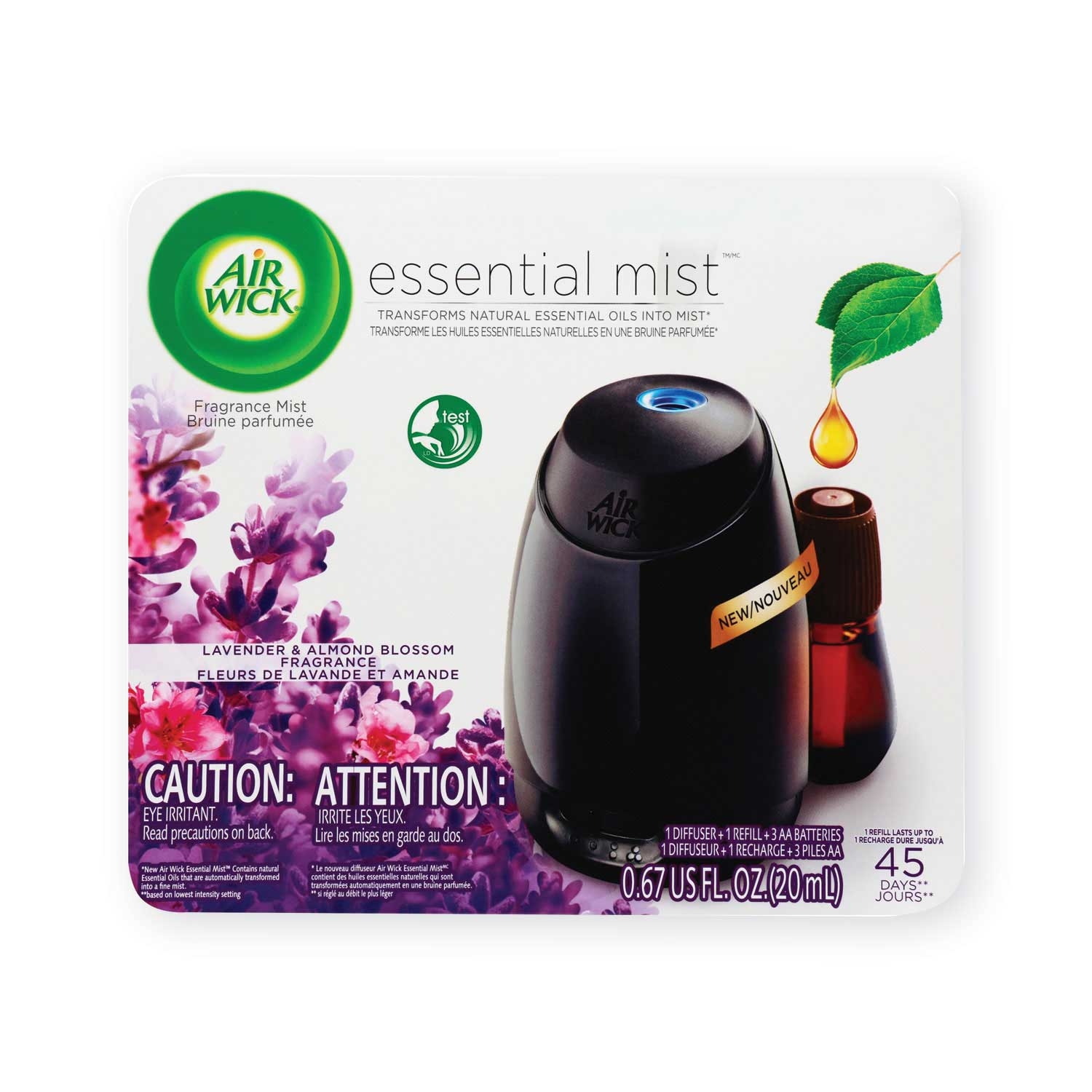 Air Wick Lavender and Almond Blossom Essential Mist Starter Kit, 0.67 Ounce -- 4 per case