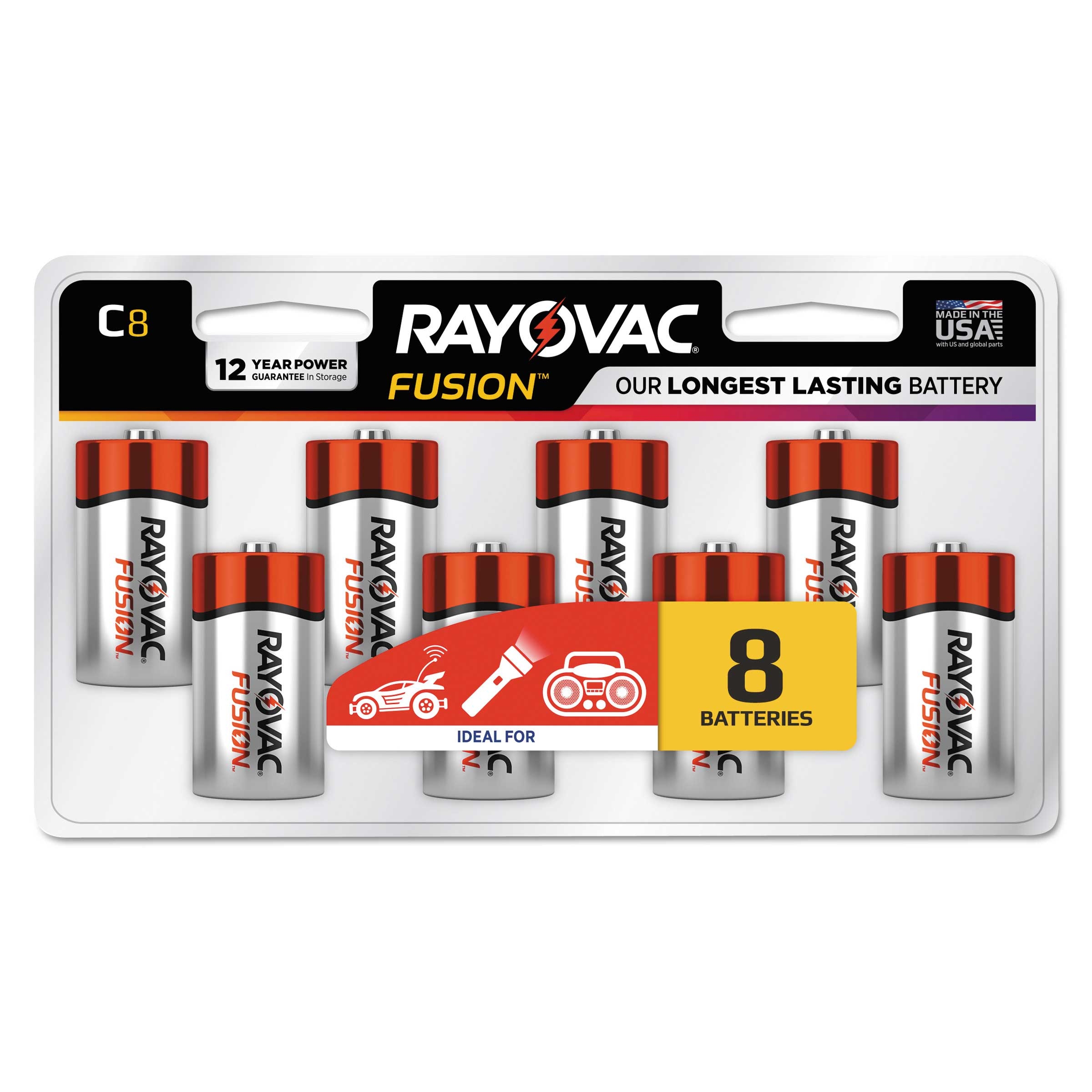 Rayovac Fusion Advanced Alkaline C Battery - 8 per pack -- 1 pack per case