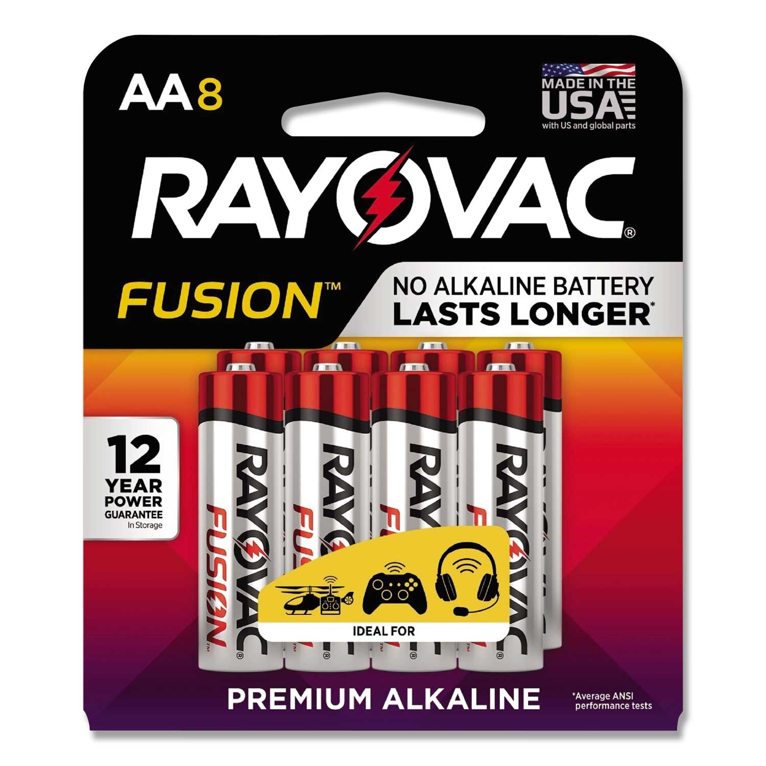 Rayovac Fusion Advanced Alkaline AA Battery - 8 per pack -- 1 pack per case
