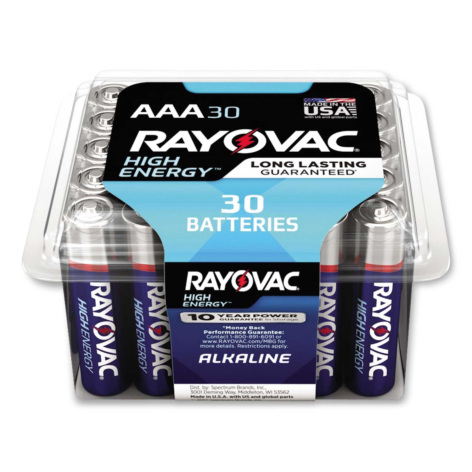 Rayovac High Energy Premium Alkaline 1.5 Voltage AAA Battery - 30 per pack -- 1 pack per case