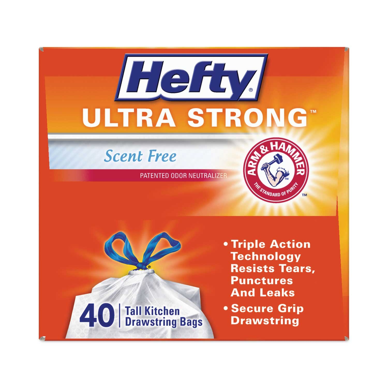 Hefty White Ultra Strong 0.9 Mil Tall Kitchen and Trash Bag, 23.75 x 24.88 inch - 40 per box -- 6 boxes per case