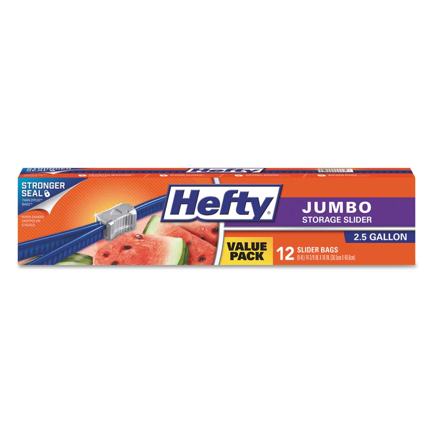 Hefty Clear 0.9 Mil Slider Bag, 2.5 Gallon - 12 count per box -- 1 box per case