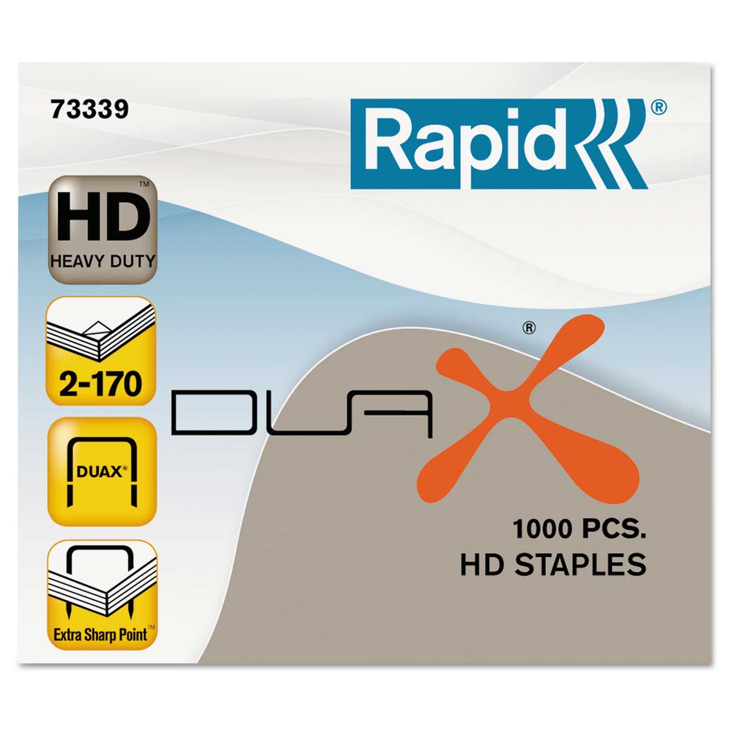 Rapid Duax Heavy-Duty Steel Staples, 0.75 inch Leg Length - 1000 per pack