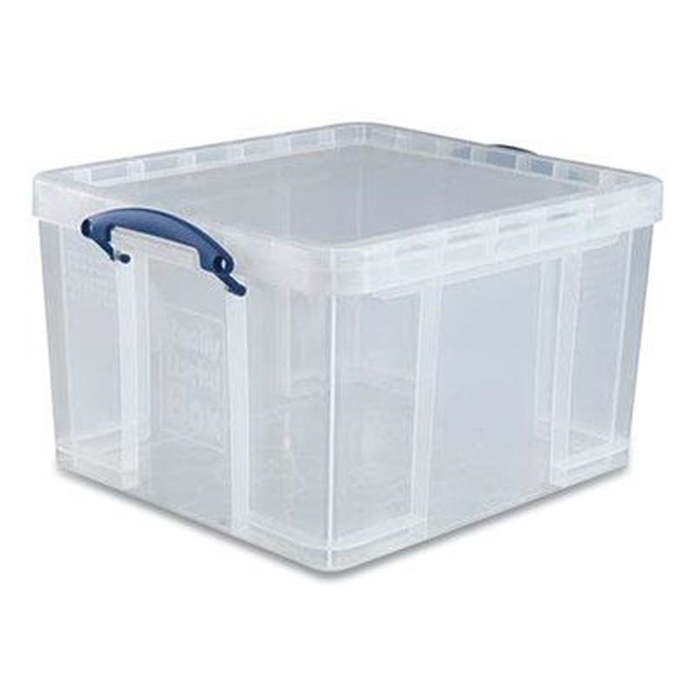 Really Useful Box Clear/Blue Snap Lid Storage Bin, 17.31 x 20.5 x 12.25 inch