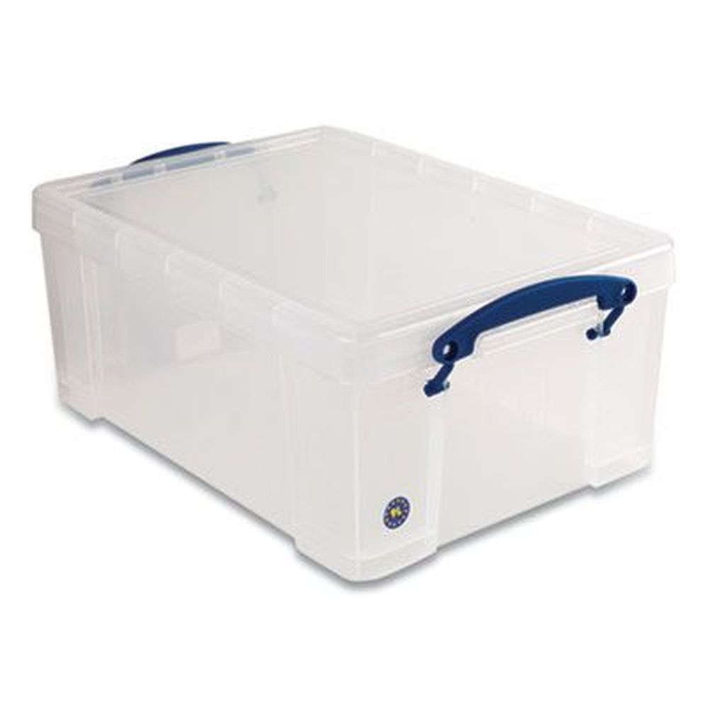Really Useful Box Clear/Blue Snap-Lid Storage Bin, 10.25 x 14.5 x 6.25 inch -- 4 per pack