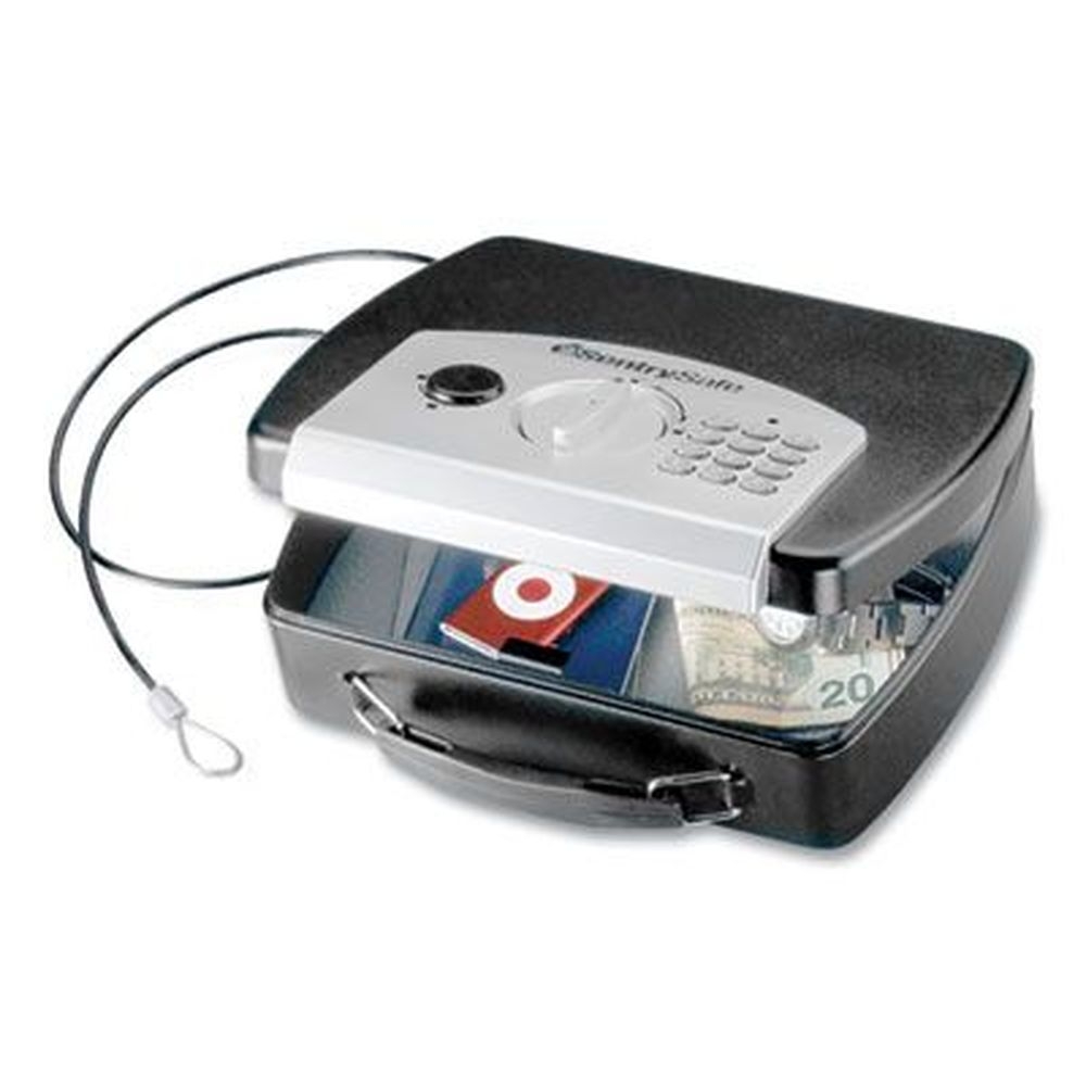 SentrySafe Black/Silver Portable Electronic Security Safe, 10 x 7.9 x 2.9 inch