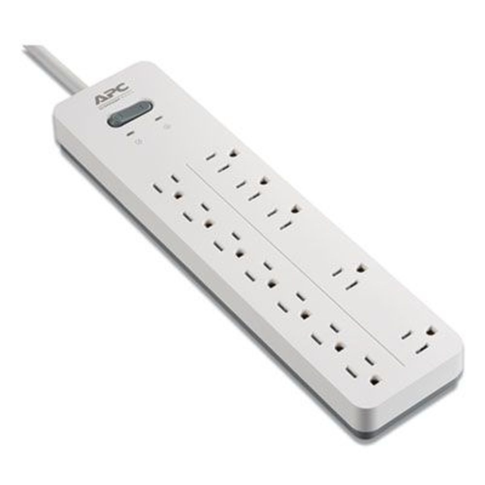 APC White Home Office SurgeArrest Power Surge Protector with 12 AC Outlets, 6 Feet Cord