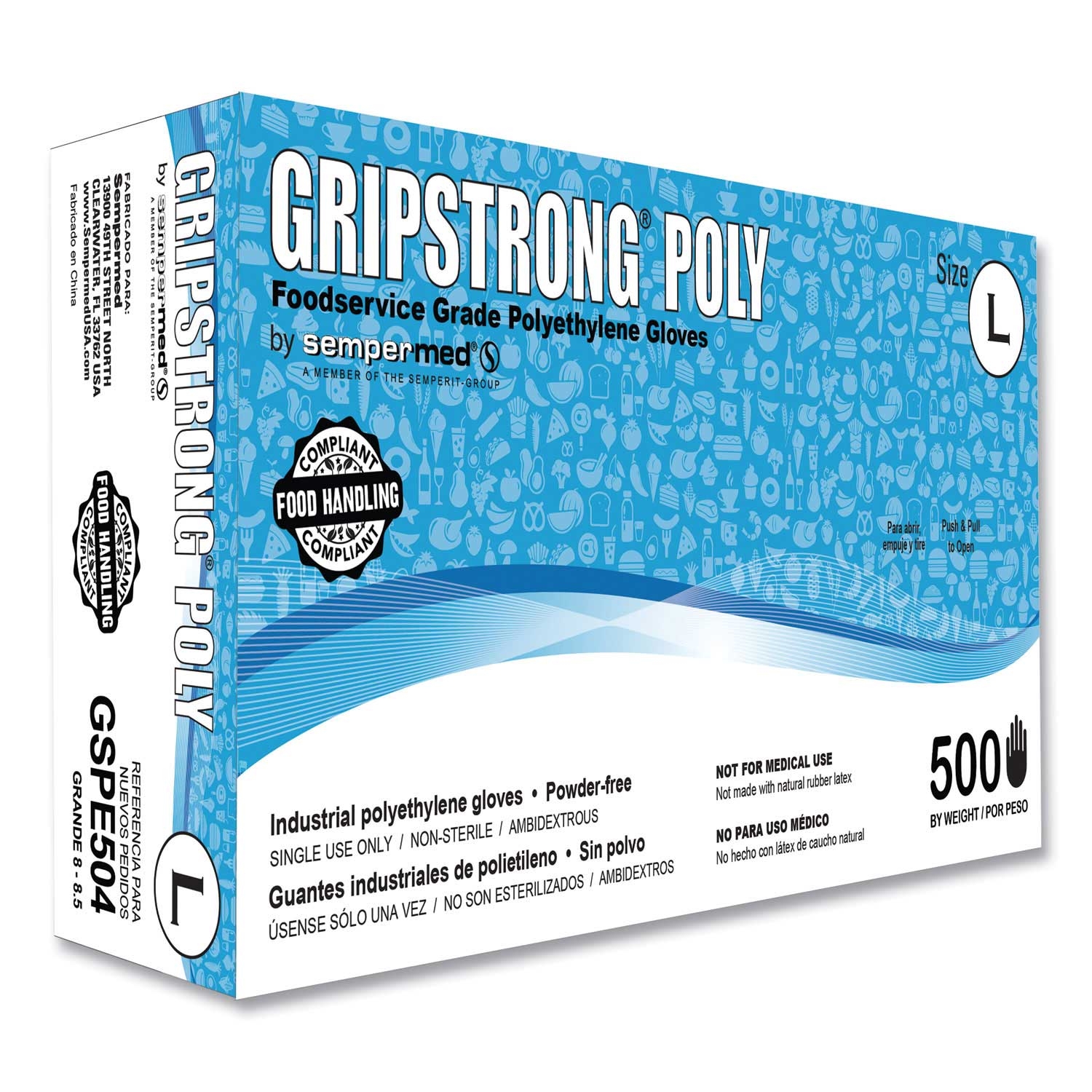GripStrong Poly Clear Polyethylene Large Foodservice Grade Gloves - 500 per box -- 20 boxes per case