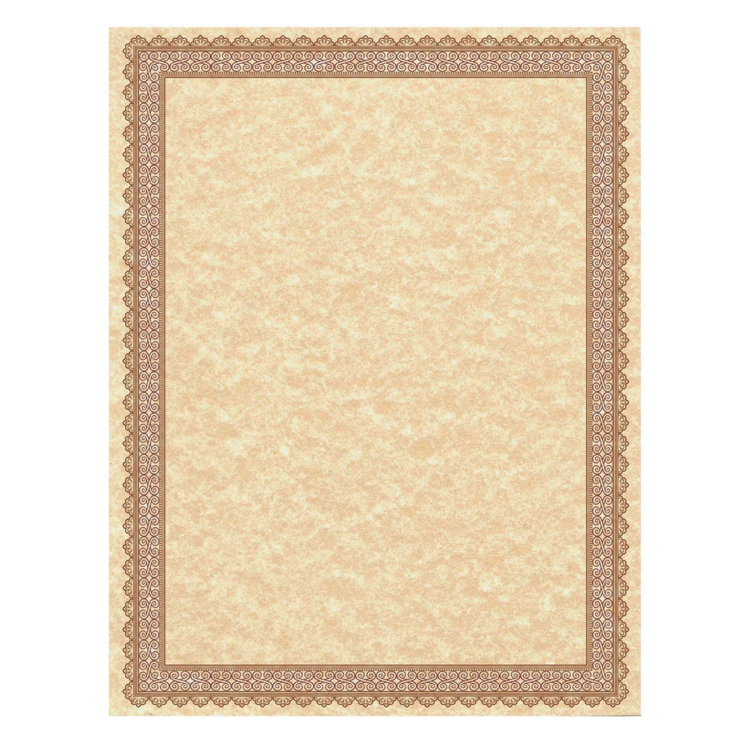 Southworth Vintage Copper with Burgundy Gold Foil Border Parchment Certificate, 8 1/2 x 11 inch - 50 count per pack -- 1 pack per case