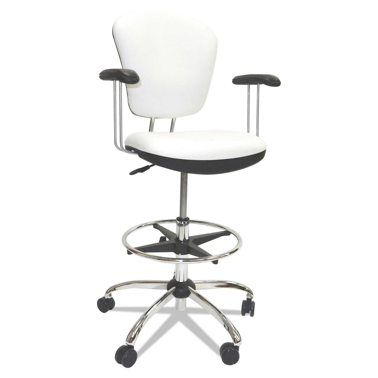 ShopSol White Seat and Back Lab and Healthcare Seating with Chrome Base, Supports up to 300 Pound