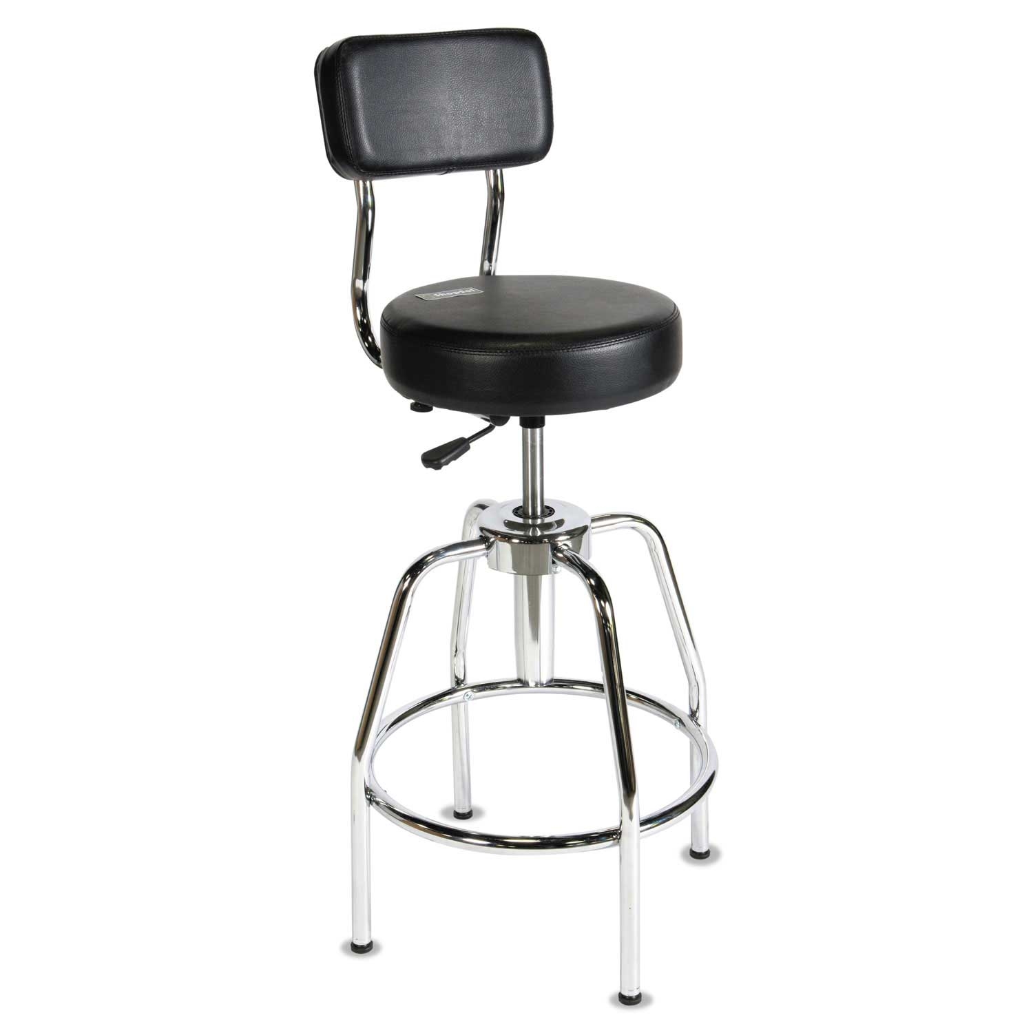 ShopSol Black Seat and Back Heavy Duty Shop Stool with Chrome Base, Supports up to 300 Pound