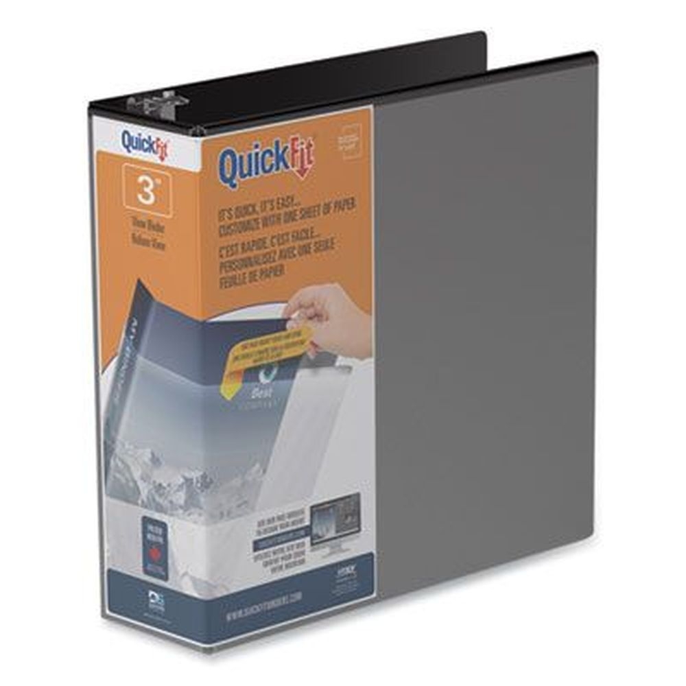 Stride Black QuickFit D Ring View Binder, 11 x 8.5 inch