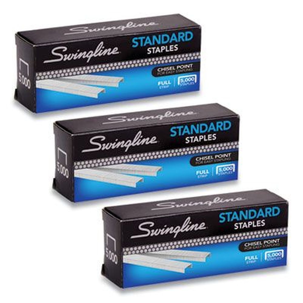 Swingline Steel S.F. 1 Standard Staples with 0.25 inch Leg and 0.5 inch Crown - 5000 per box -- 3 boxes per pack