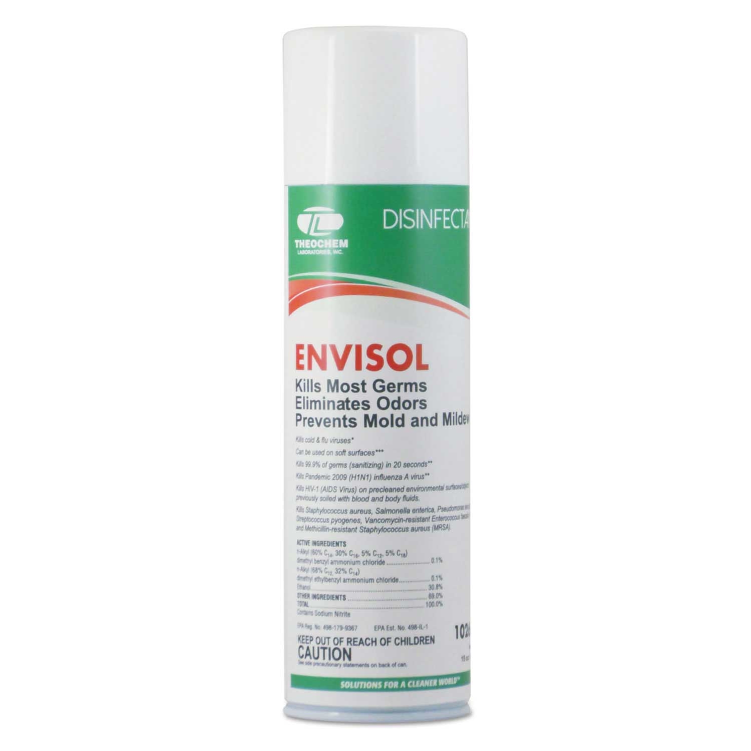 Theochem Laboratories Neutral Scent Envisol Disinfecting Deodorizer, 20 Ounce Aerosol -- 12 per case