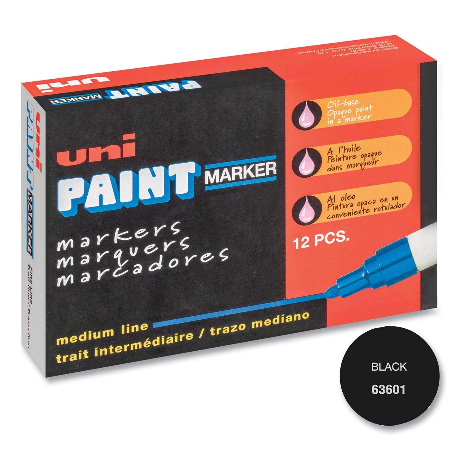 Uni Paint Black Medium Bullet Tip Permanent Marker