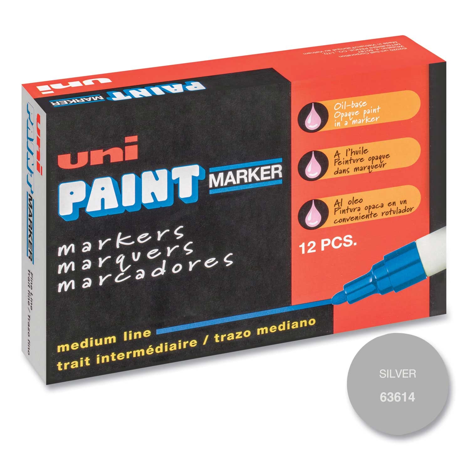 Uni Paint Metallic Silver Medium Bullet Tip Permanent Marker